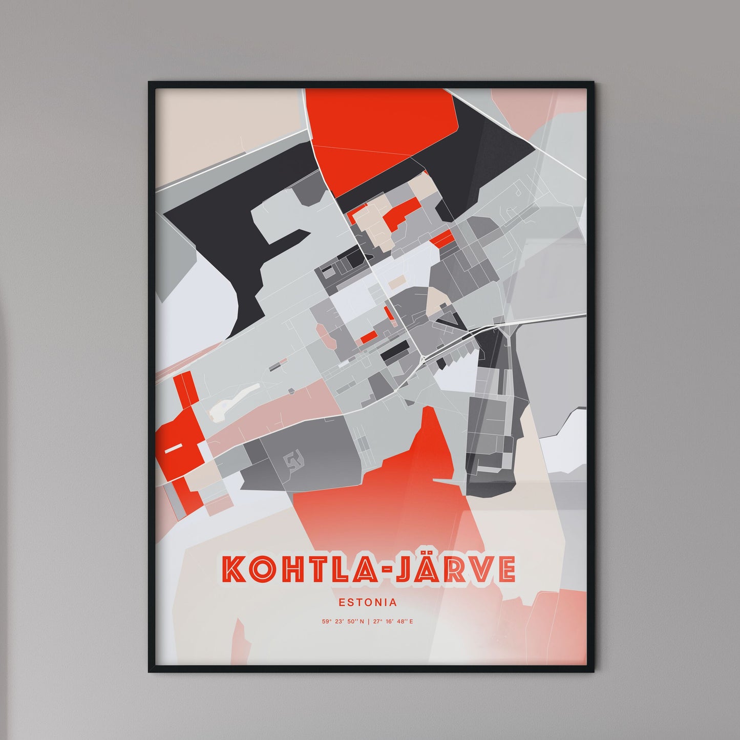 Colorful KOHTLA-JÄRVE ESTONIA Fine Art Map Modern