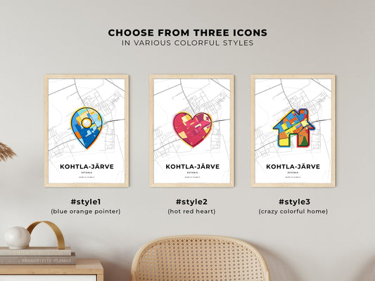 Kohtla-Järve Estonia maps with colorful icons