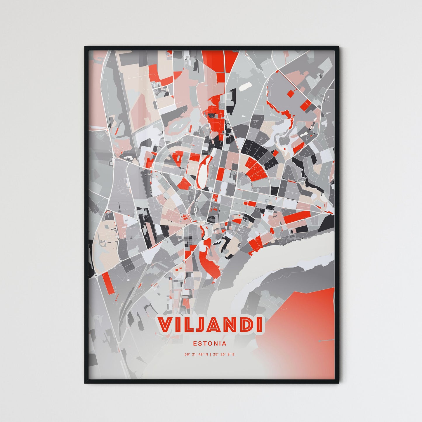 Colorful VILJANDI ESTONIA Fine Art Map Modern