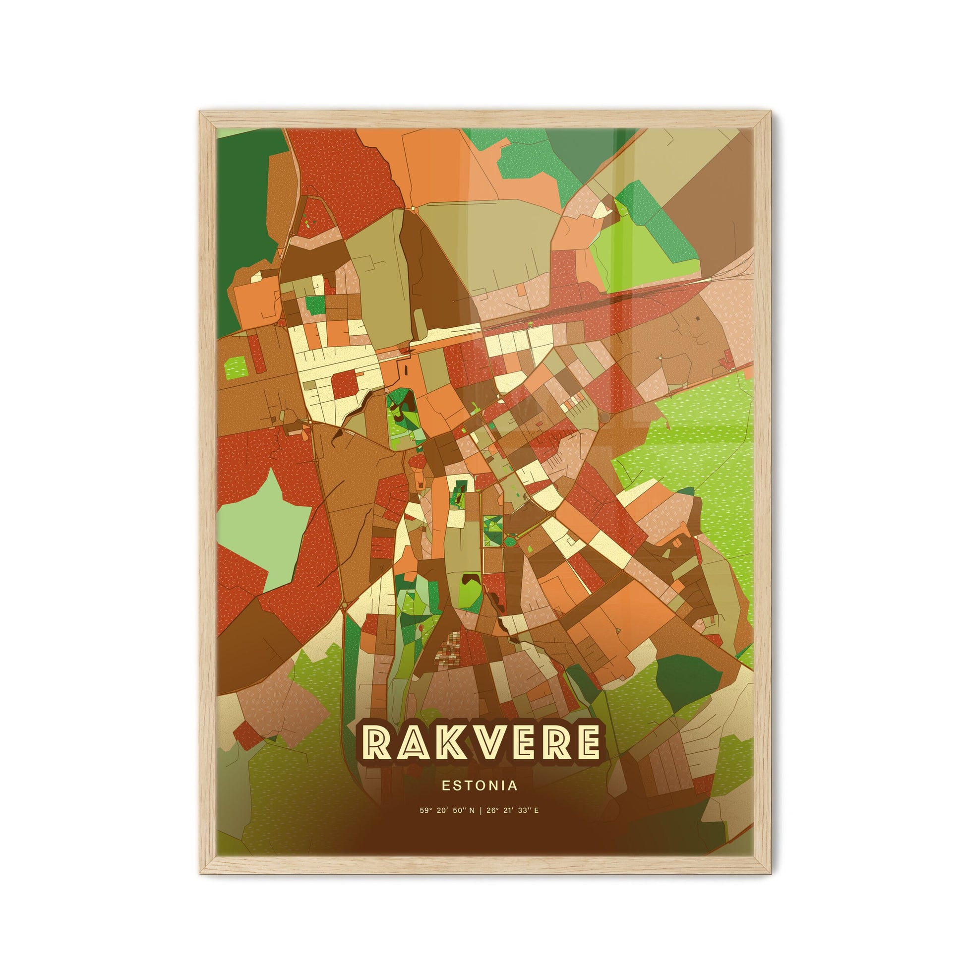 Colorful RAKVERE ESTONIA Fine Art Map Farmhouse