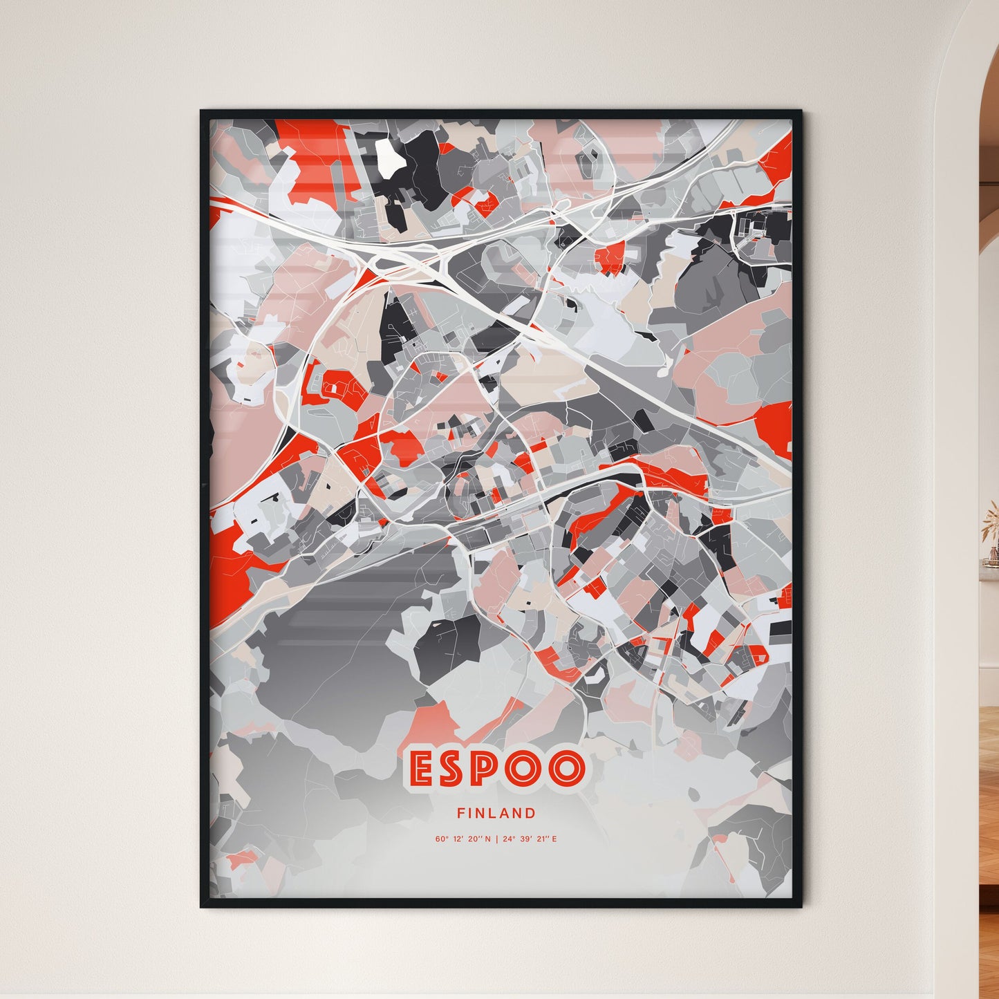 Colorful ESPOO FINLAND Fine Art Map Modern