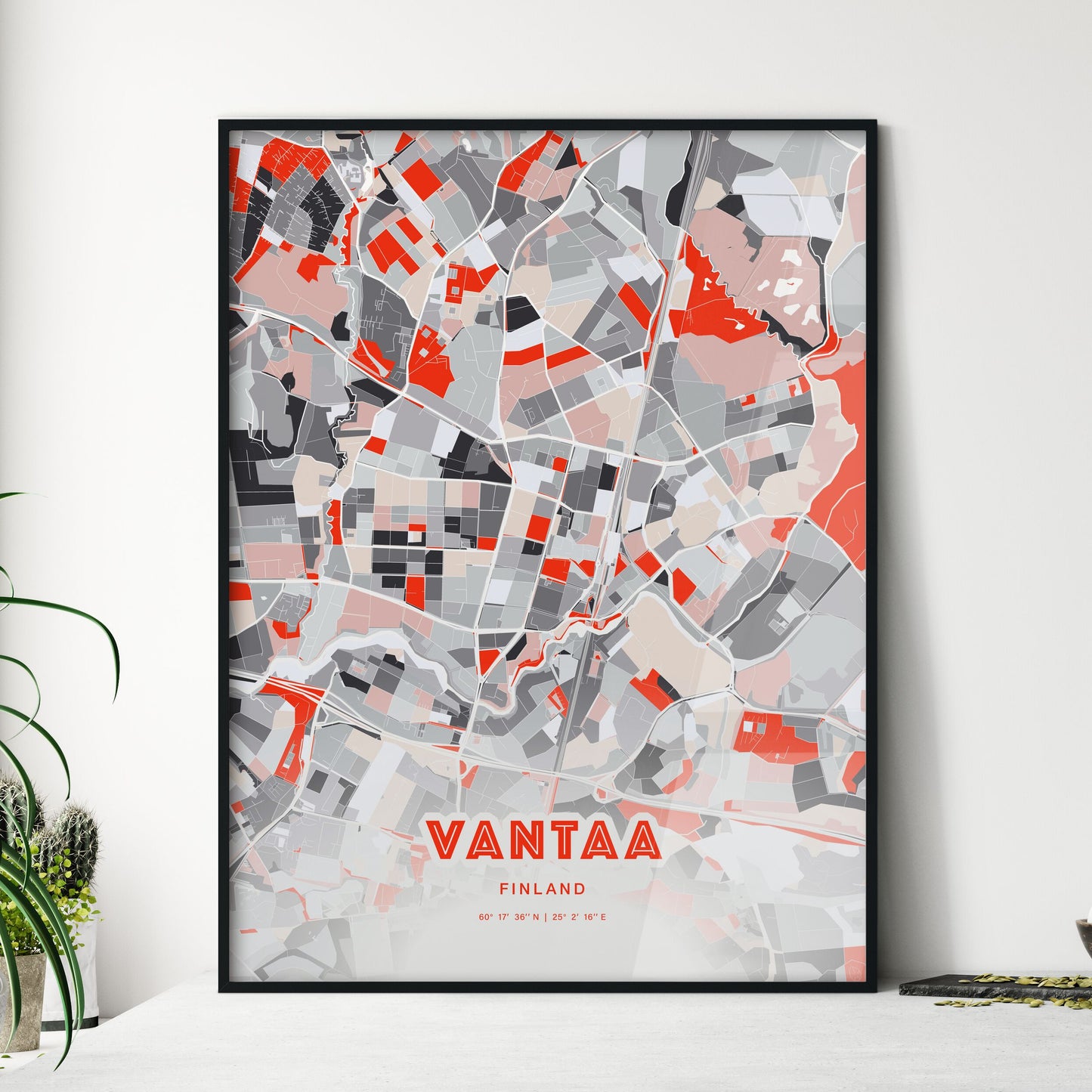 Colorful VANTAA FINLAND Fine Art Map Modern