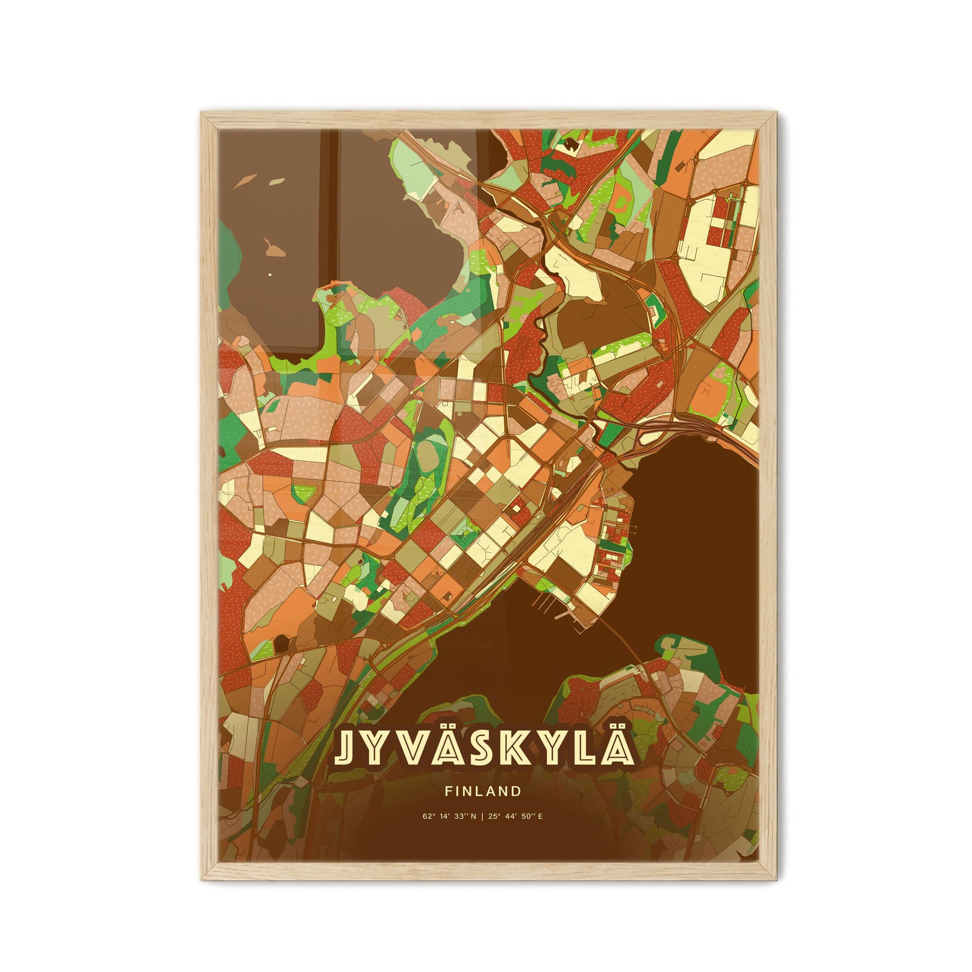 Colorful JYVÄSKYLÄ FINLAND Fine Art Map Farmhouse