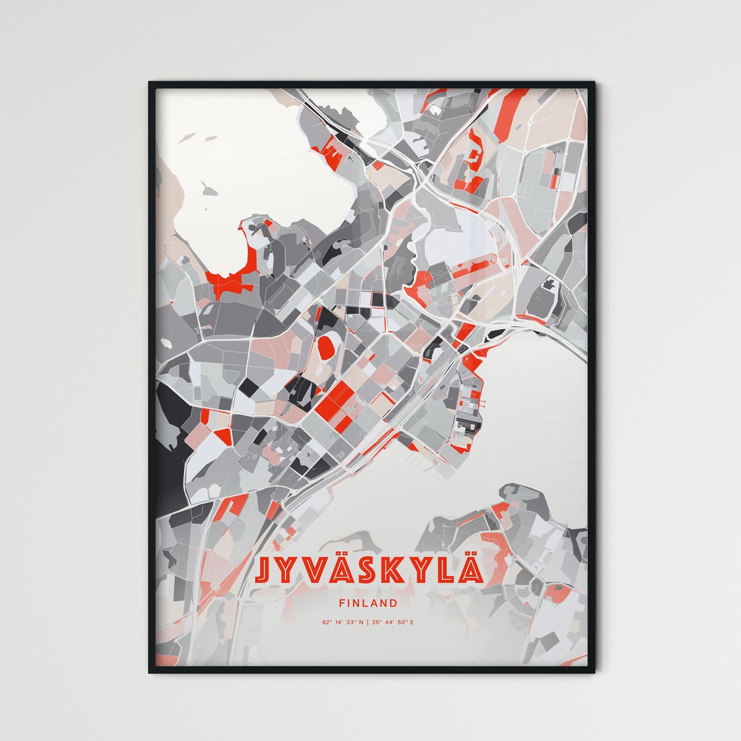 Colorful JYVÄSKYLÄ FINLAND Fine Art Map Modern