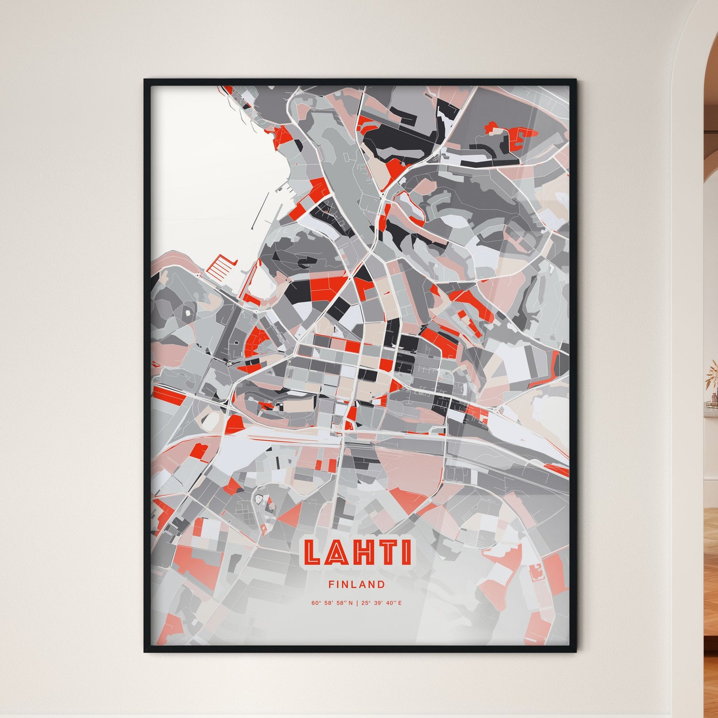 Colorful LAHTI FINLAND Fine Art Map Modern