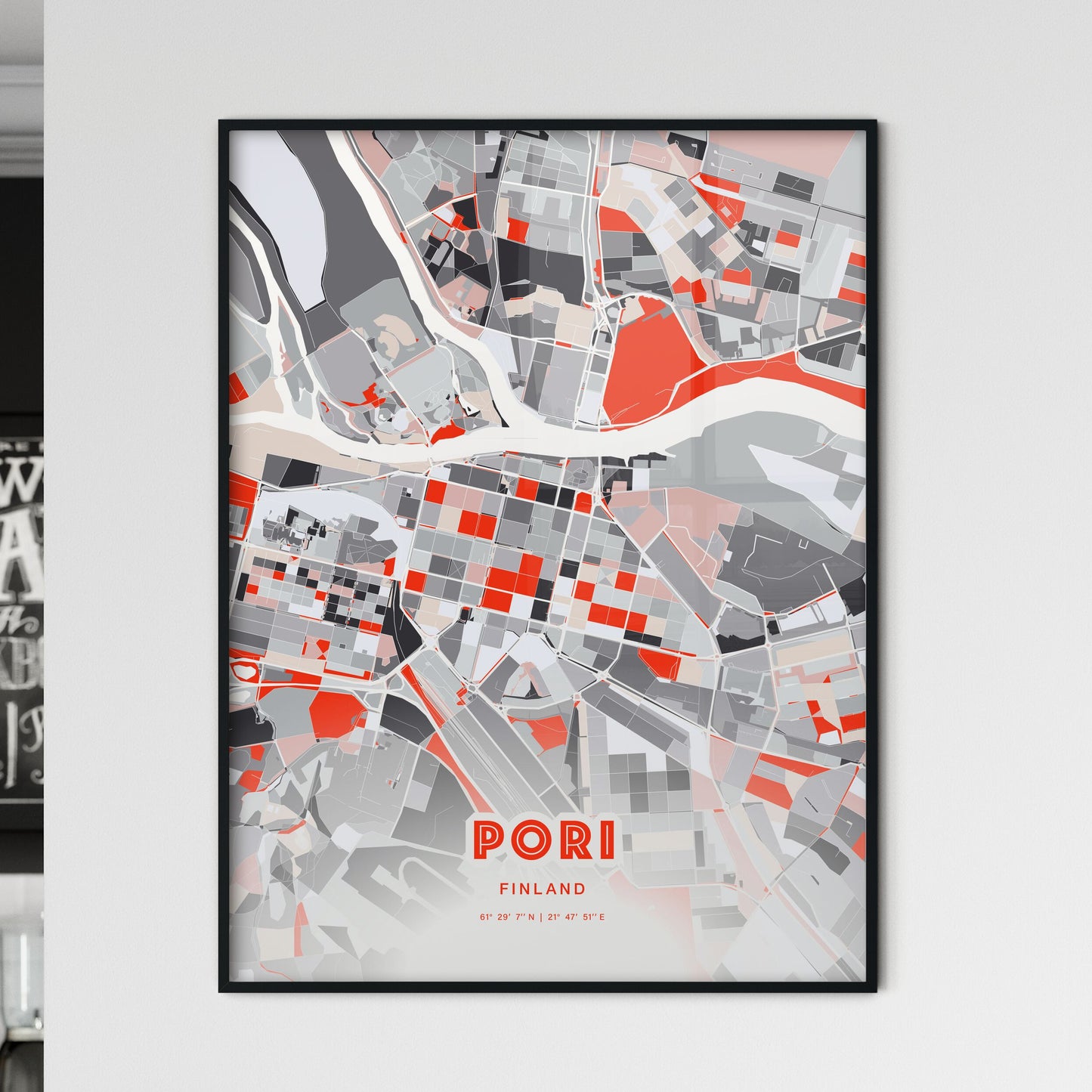 Colorful PORI FINLAND Fine Art Map Modern