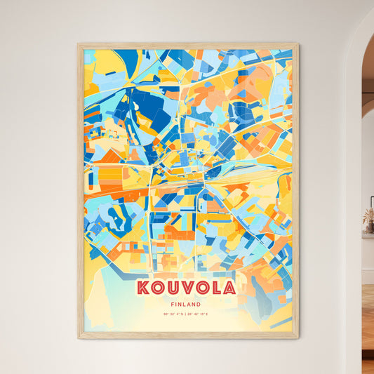 Colorful KOUVOLA FINLAND Fine Art Map Blue Orange