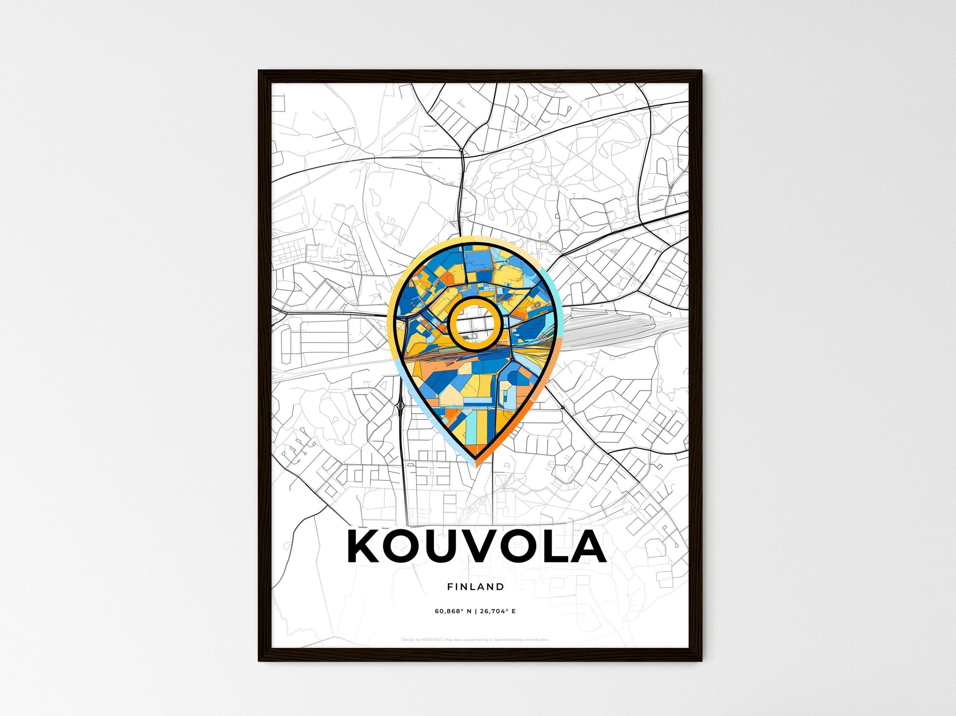 Kouvola Finland wedding art map with pointer icon