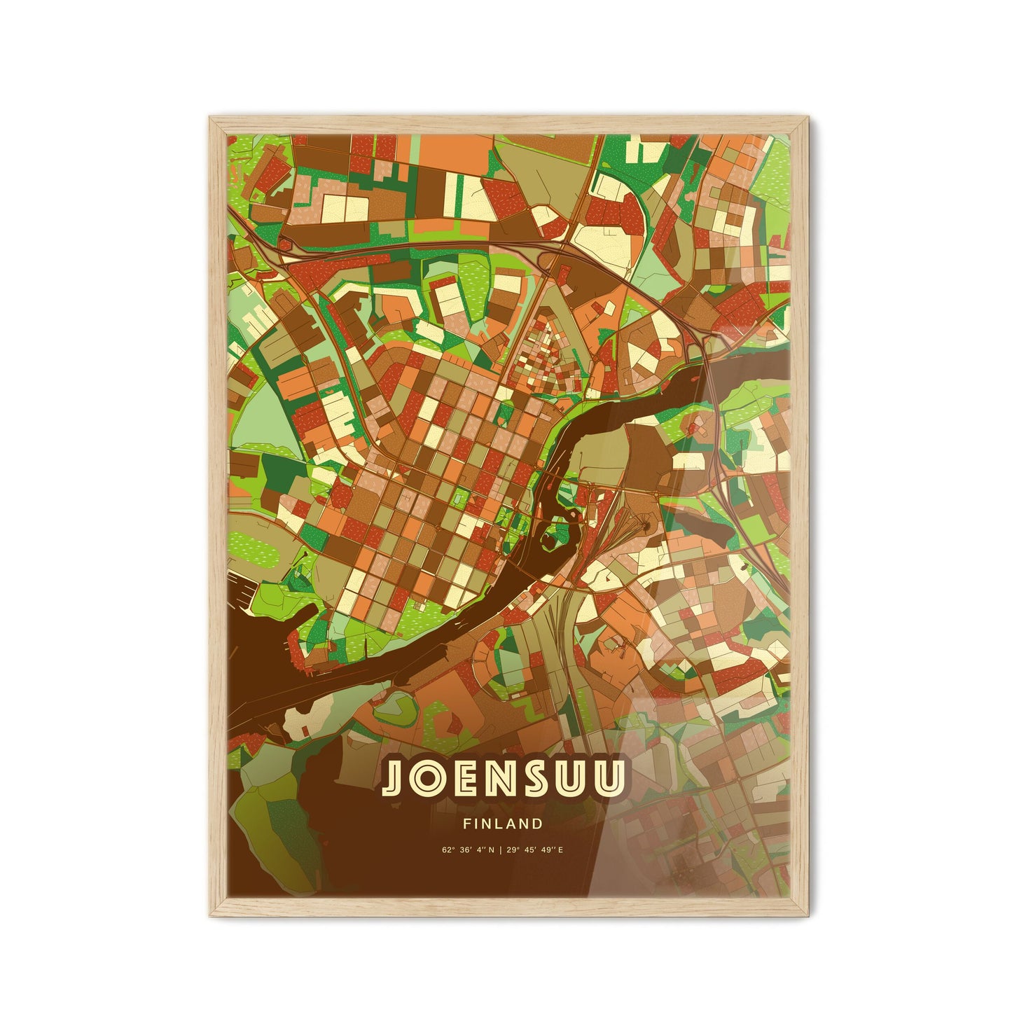 Colorful JOENSUU FINLAND Fine Art Map Farmhouse