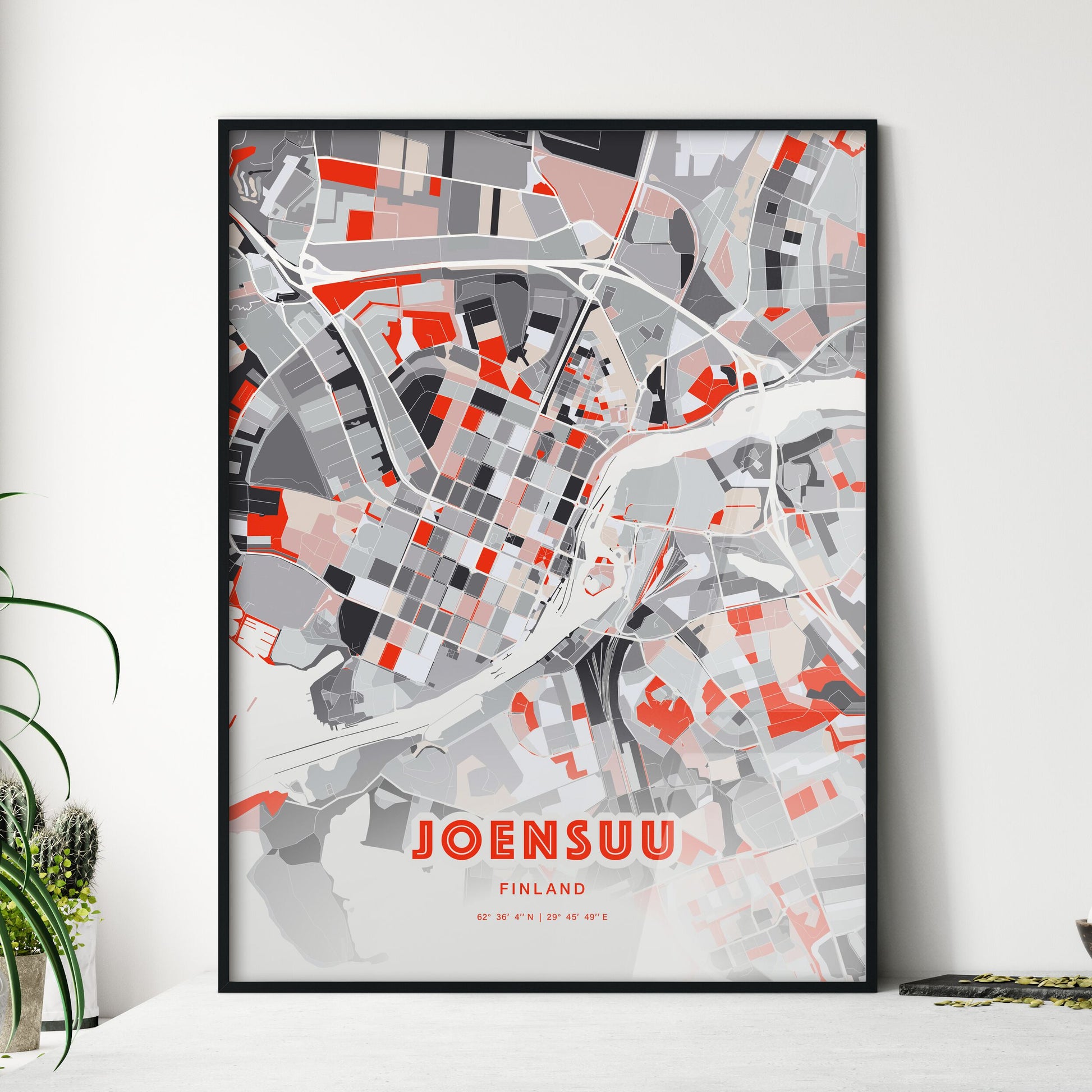 Colorful JOENSUU FINLAND Fine Art Map Modern