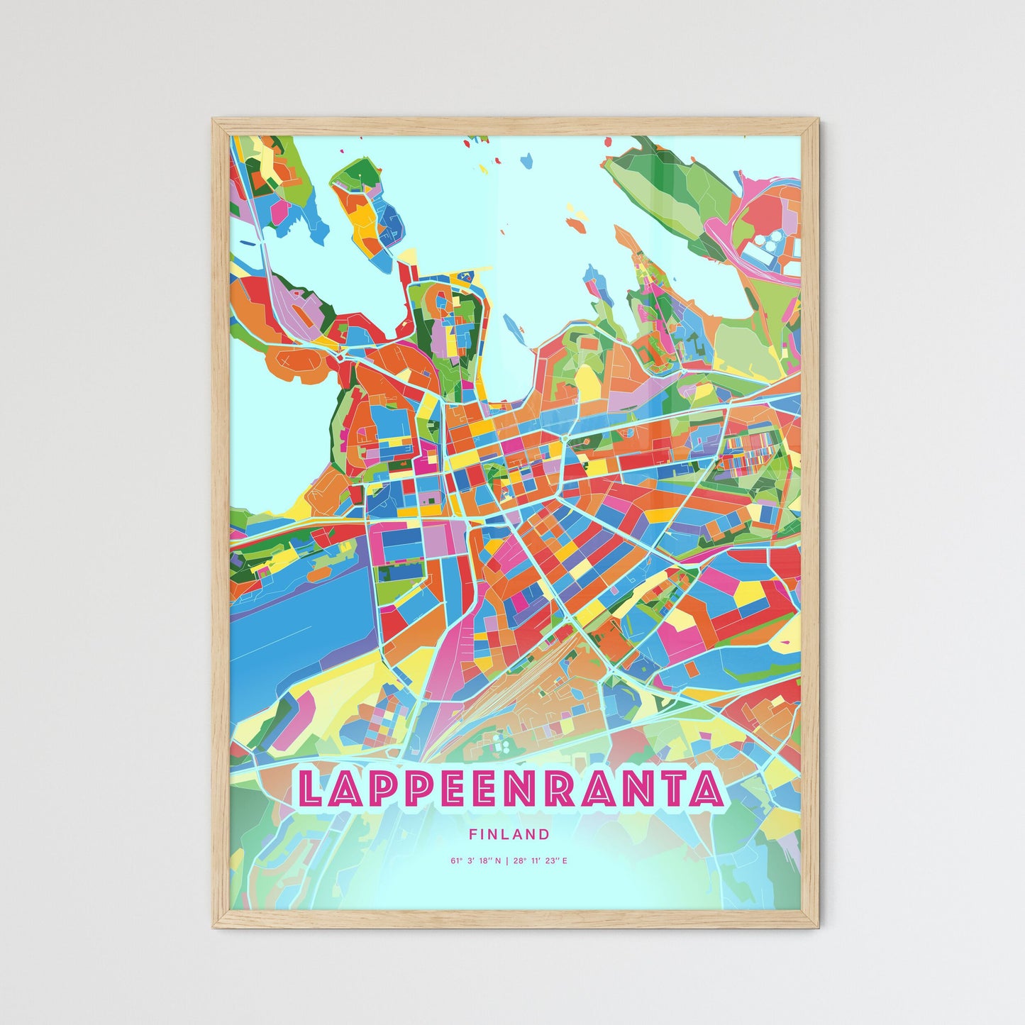 Colorful LAPPEENRANTA FINLAND Fine Art Map Crazy Colors
