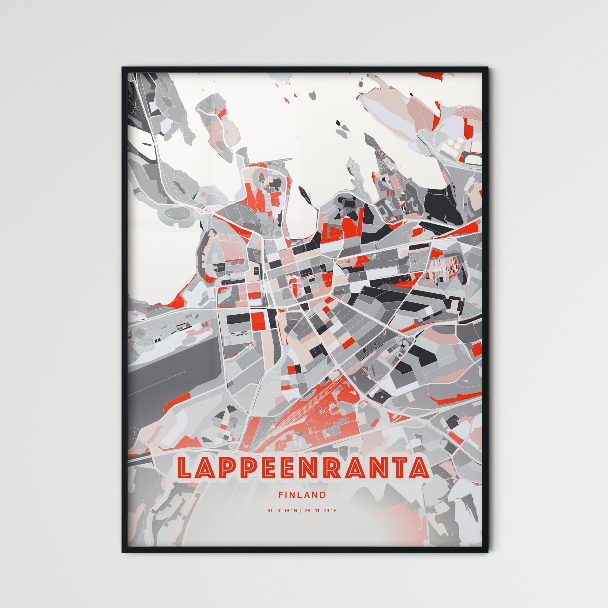 Colorful LAPPEENRANTA FINLAND Fine Art Map Modern