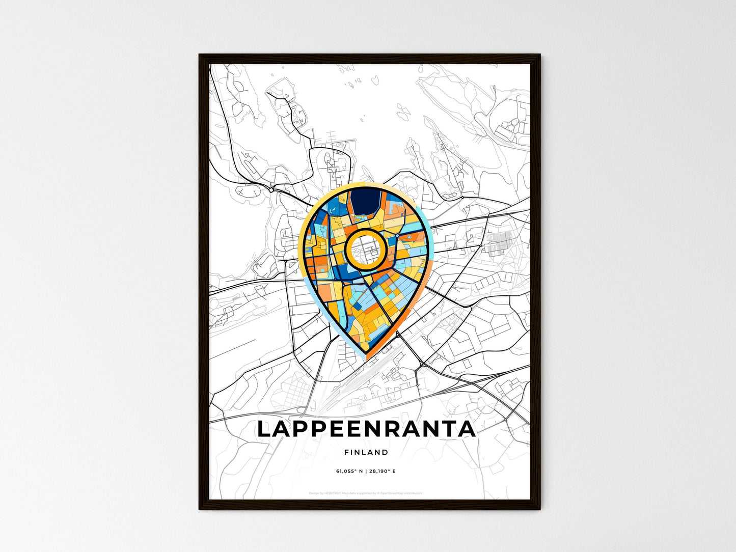 Lappeenranta Finland wedding art map with pointer icon
