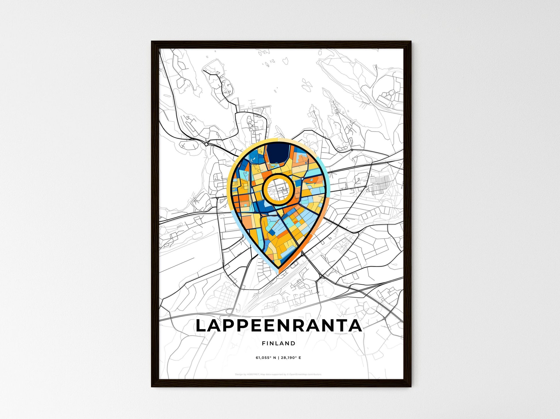Lappeenranta Finland wedding art map with pointer icon