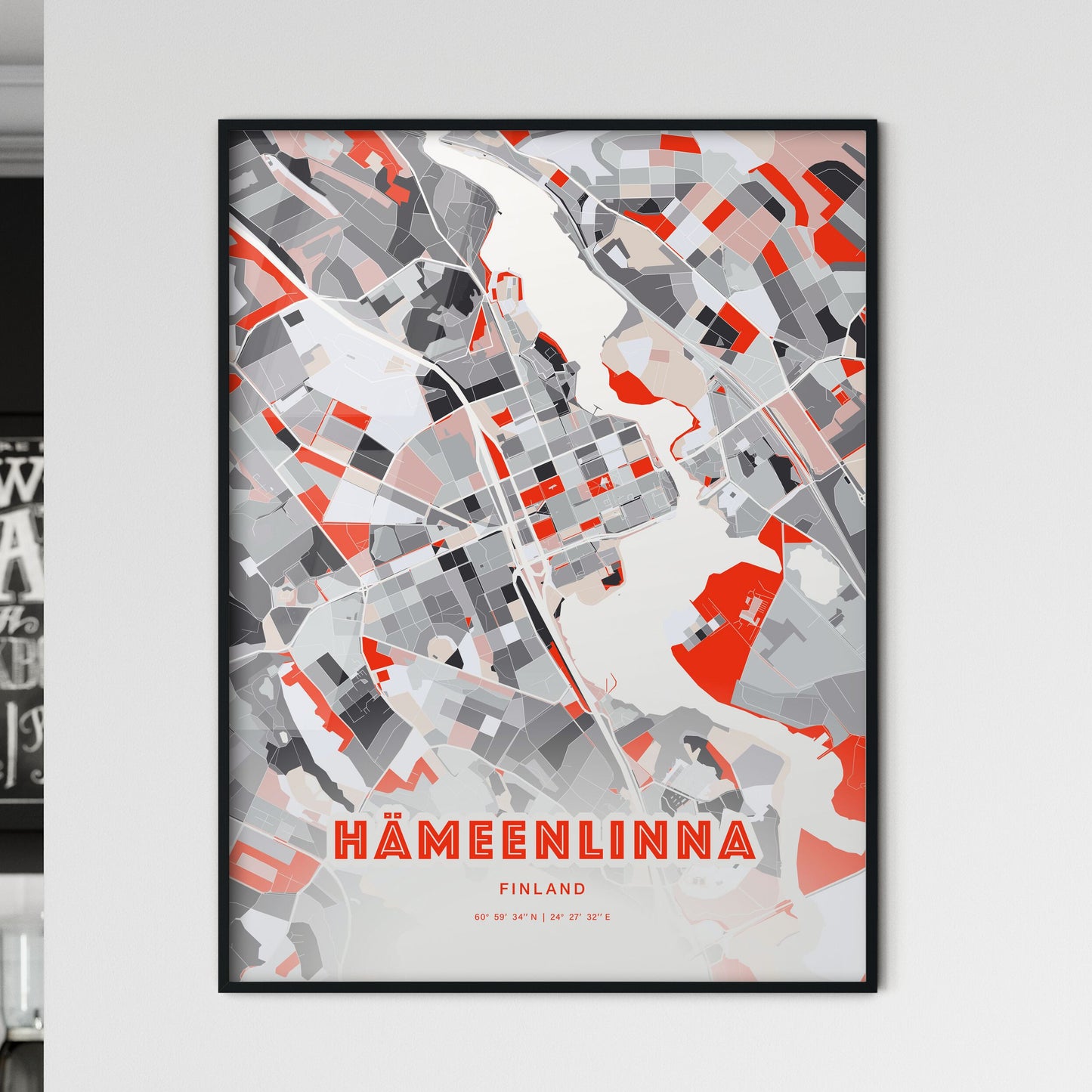 Colorful HÄMEENLINNA FINLAND Fine Art Map Modern