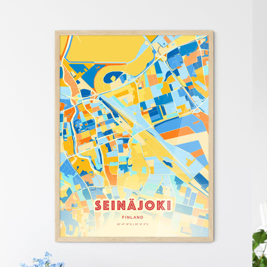 Colorful SEINÄJOKI FINLAND Fine Art Map Blue Orange