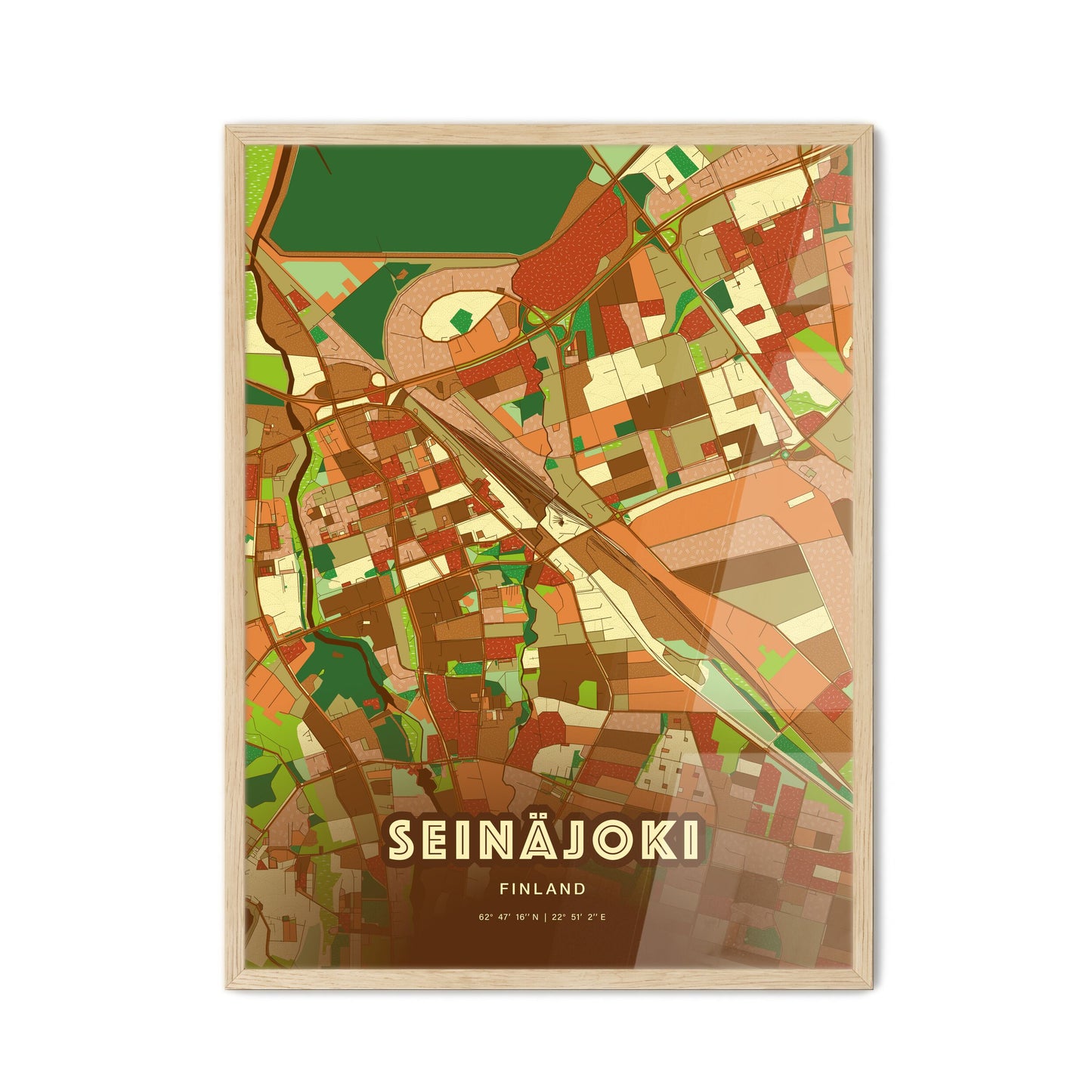 Colorful SEINÄJOKI FINLAND Fine Art Map Farmhouse