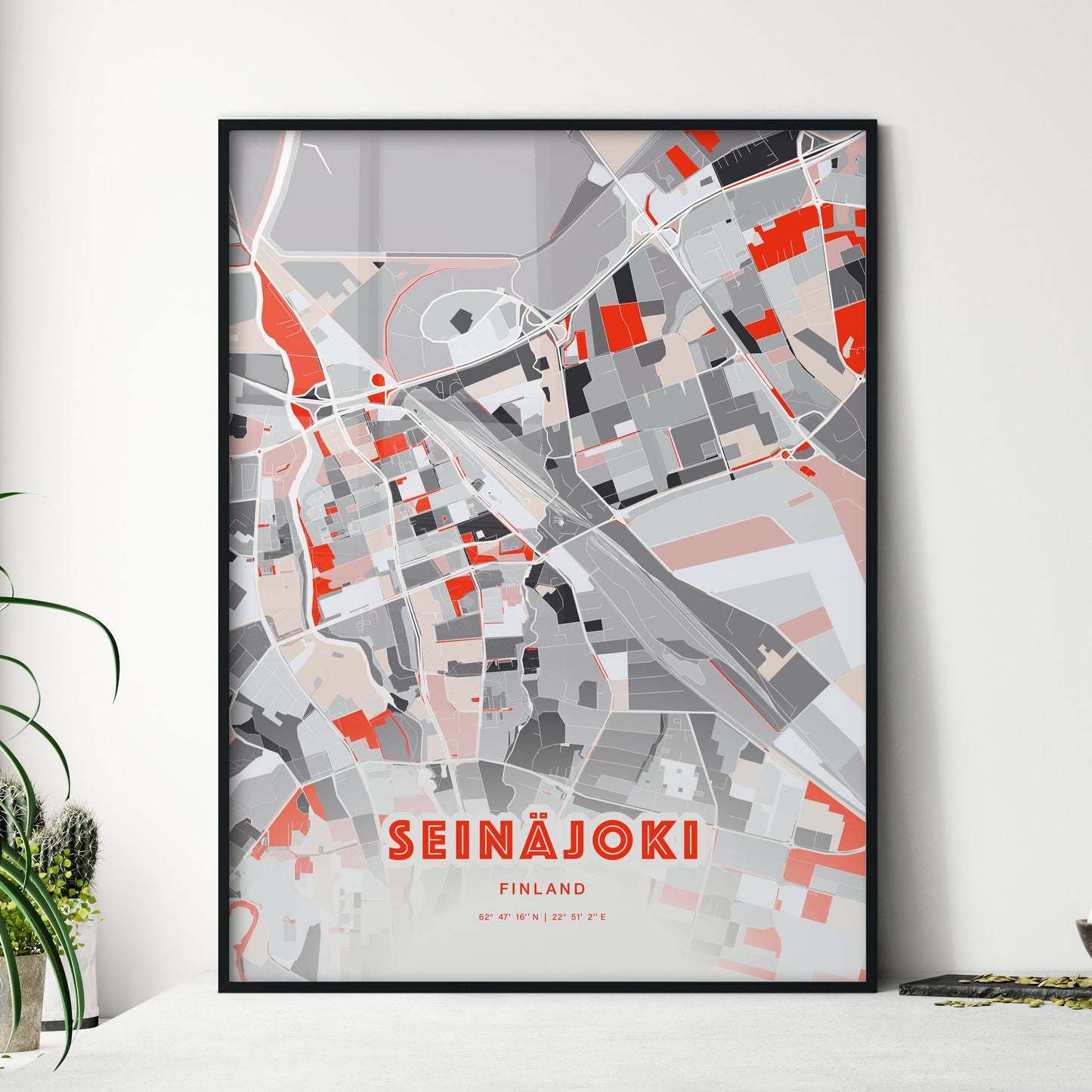 Colorful SEINÄJOKI FINLAND Fine Art Map Modern