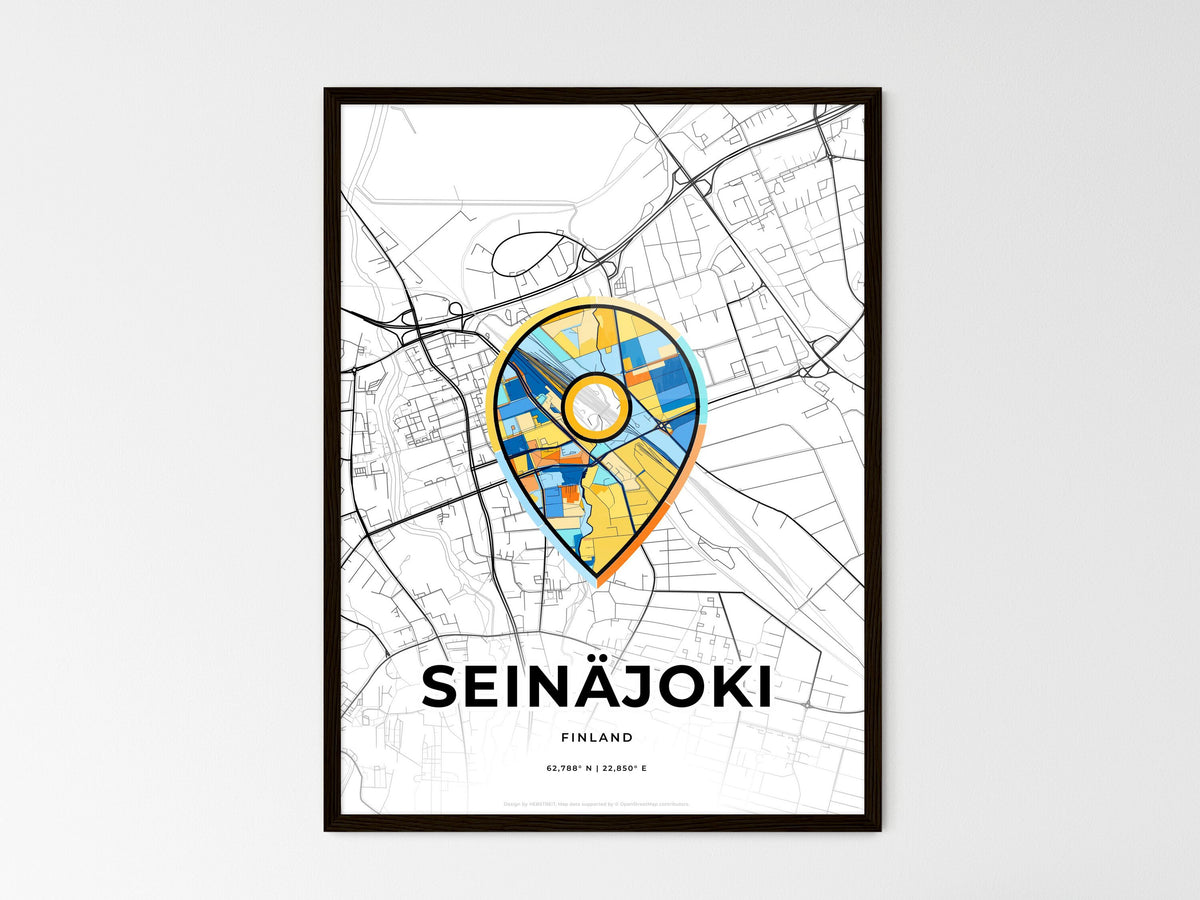 Seinäjoki Finland wedding art map with pointer icon