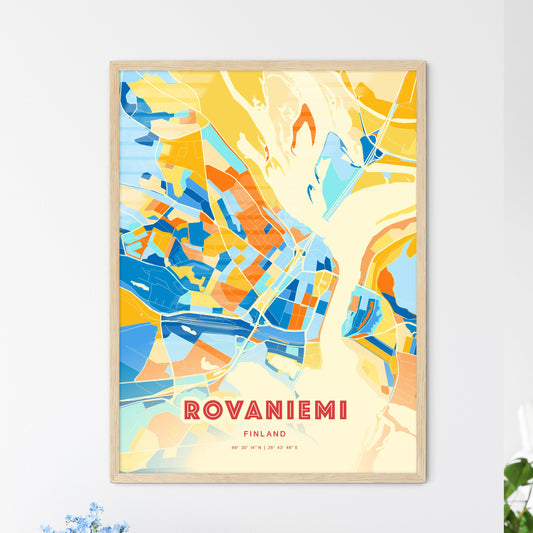 Colorful ROVANIEMI FINLAND Fine Art Map Blue Orange