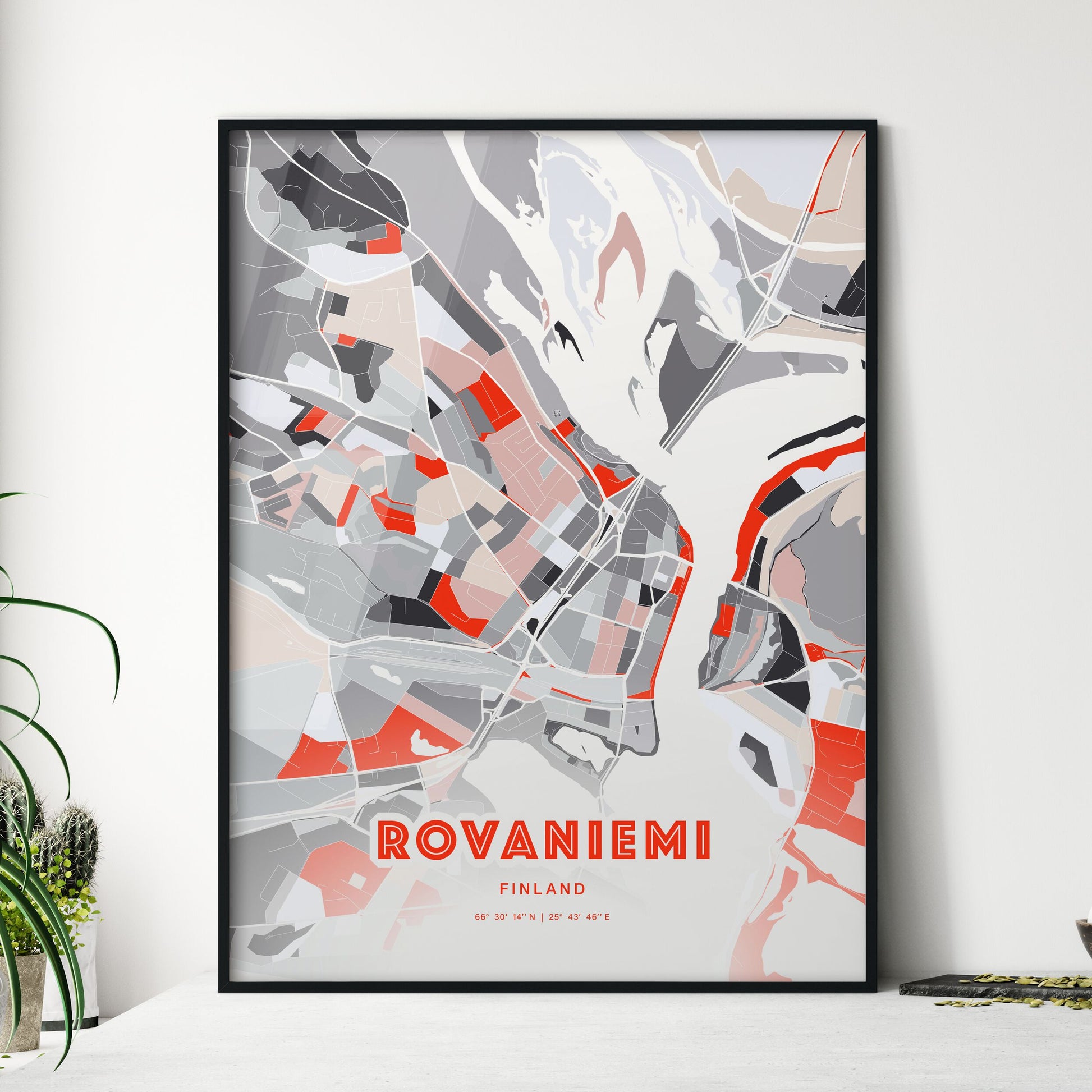 Colorful ROVANIEMI FINLAND Fine Art Map Modern