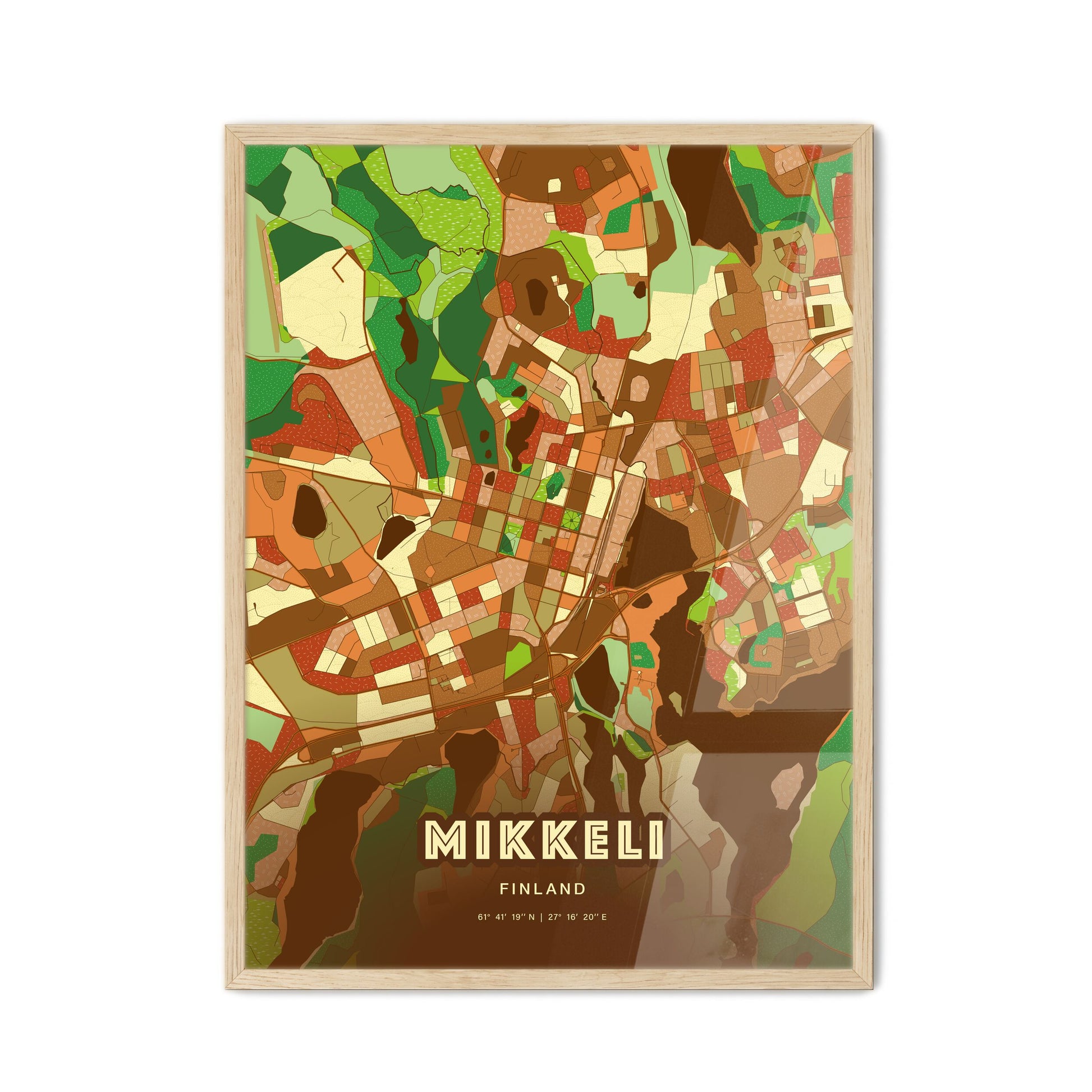 Colorful MIKKELI FINLAND Fine Art Map Farmhouse