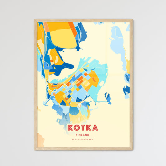 Colorful KOTKA FINLAND Fine Art Map Blue Orange