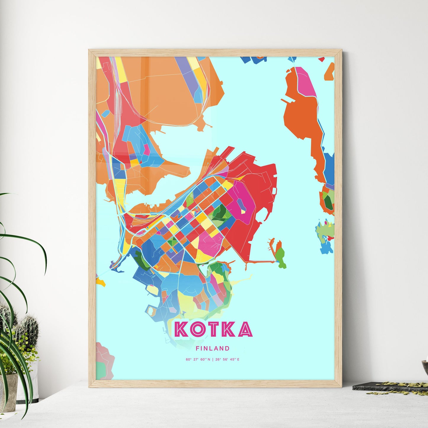 Colorful KOTKA FINLAND Fine Art Map Crazy Colors