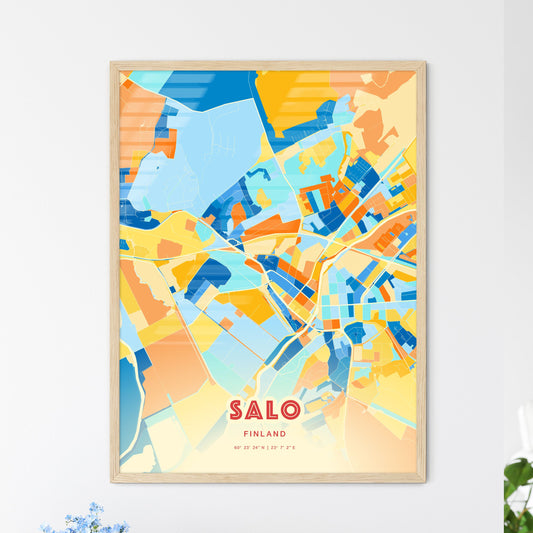 Colorful SALO FINLAND Fine Art Map Blue Orange