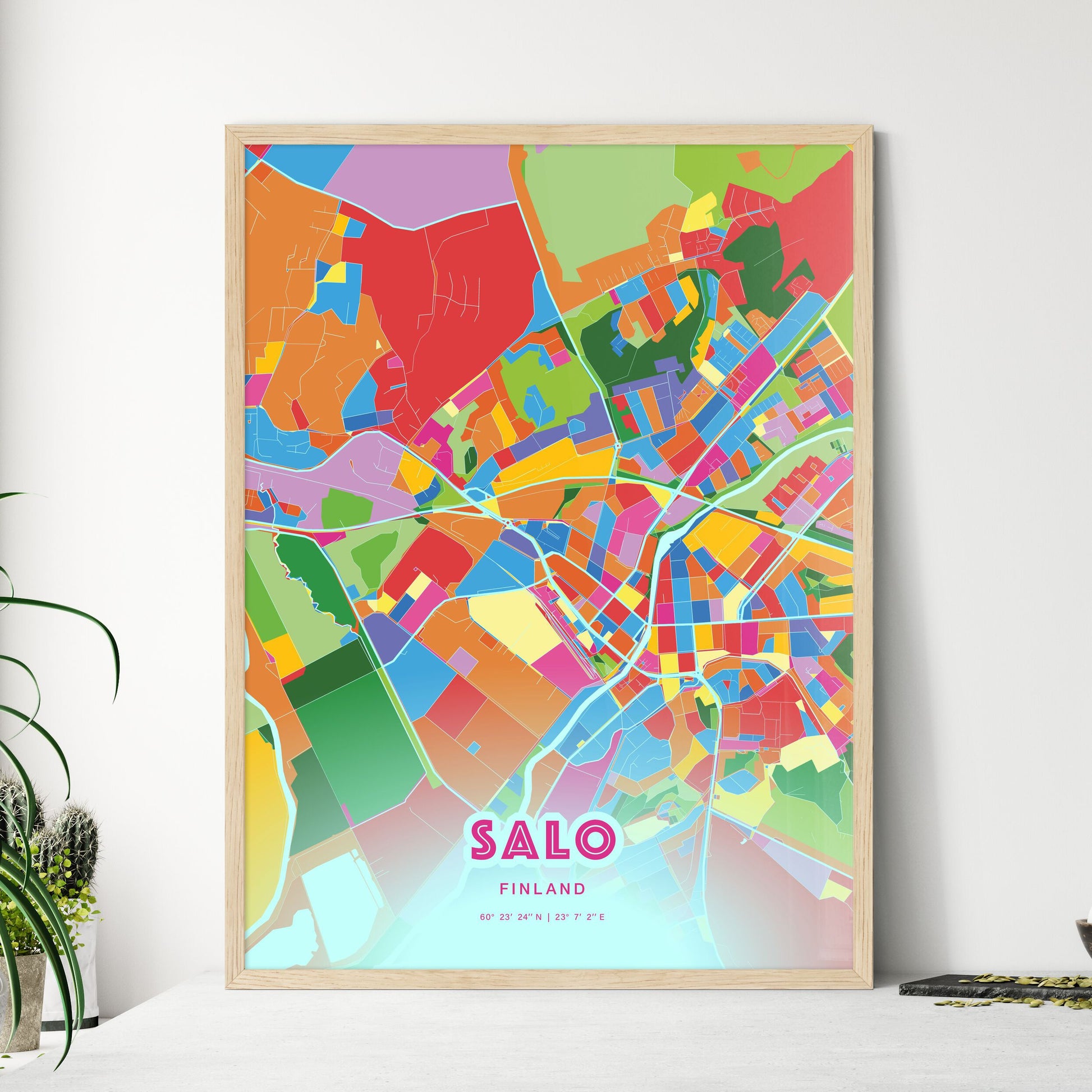 Colorful SALO FINLAND Fine Art Map Crazy Colors
