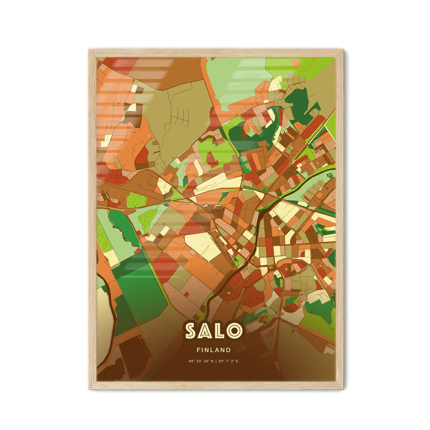 Colorful SALO FINLAND Fine Art Map Farmhouse