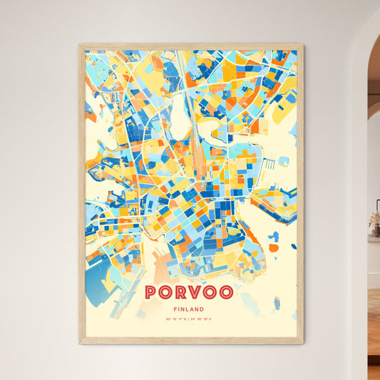 Colorful PORVOO FINLAND Fine Art Map Blue Orange