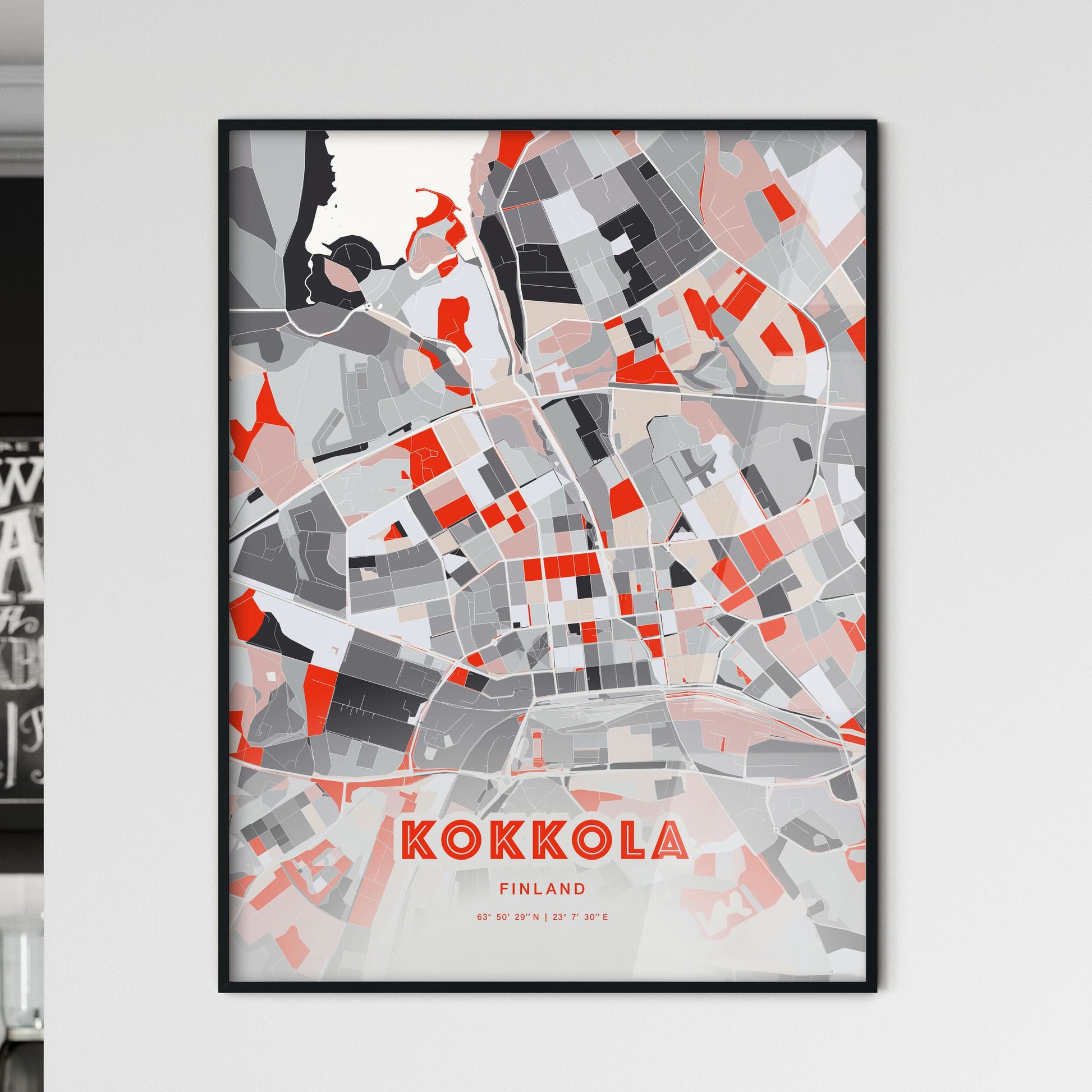 Colorful KOKKOLA FINLAND Fine Art Map Modern