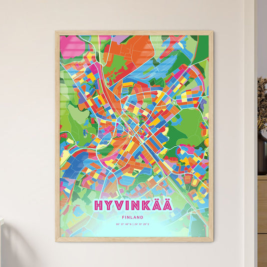 Colorful HYVINKÄÄ FINLAND Fine Art Map Crazy Colors