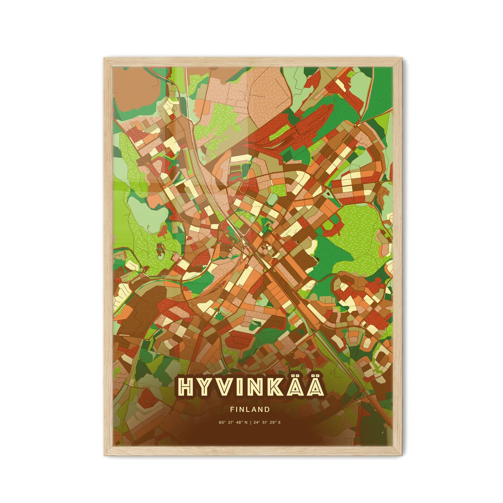 Colorful HYVINKÄÄ FINLAND Fine Art Map Farmhouse