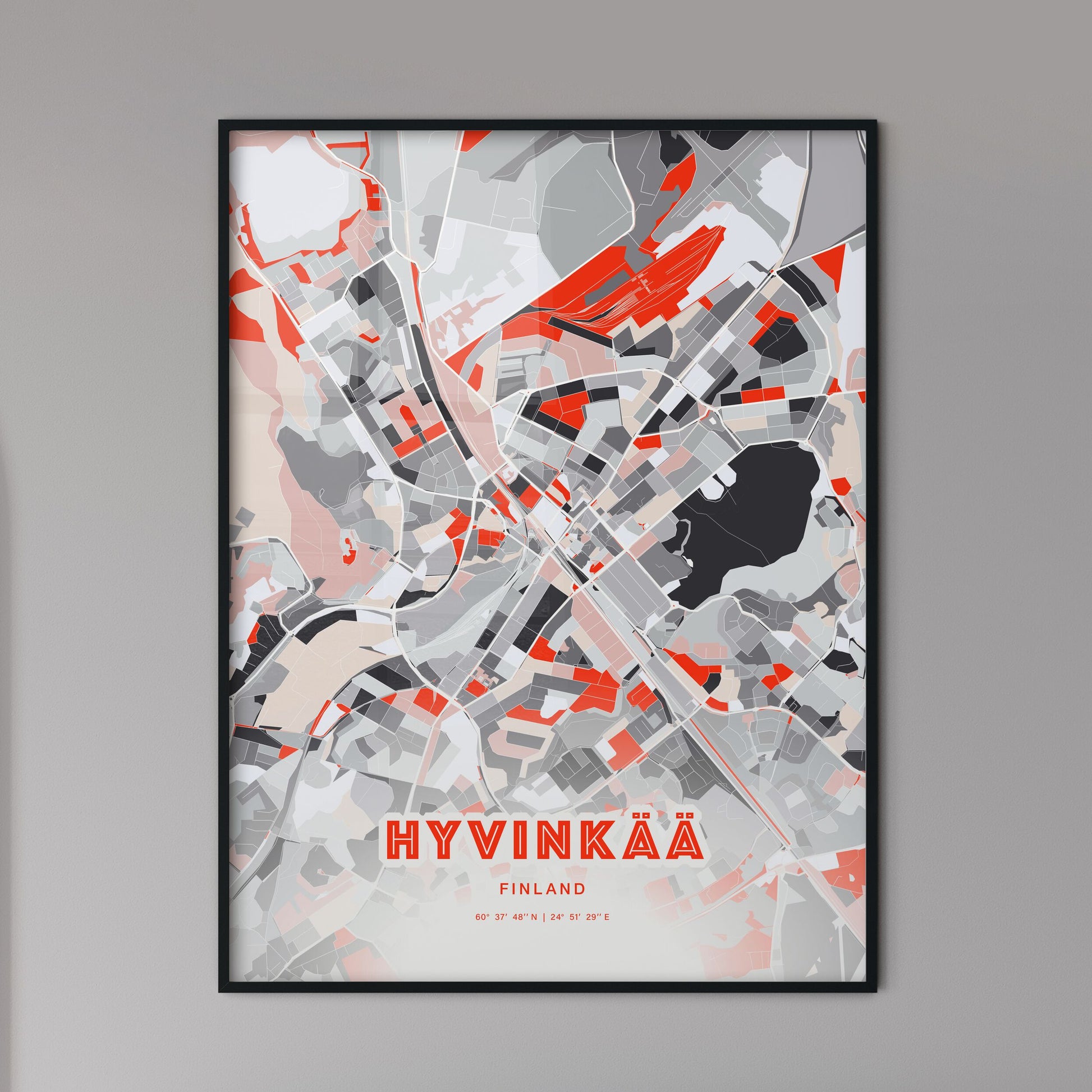 Colorful HYVINKÄÄ FINLAND Fine Art Map Modern