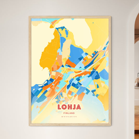 Colorful LOHJA FINLAND Fine Art Map Blue Orange