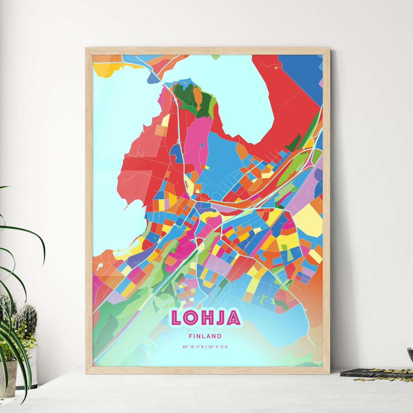 Colorful LOHJA FINLAND Fine Art Map Crazy Colors