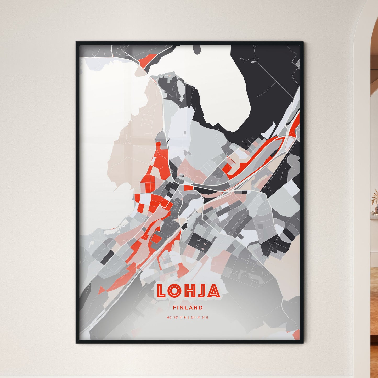 Colorful LOHJA FINLAND Fine Art Map Modern