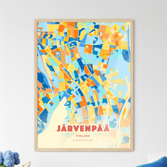 Colorful JÄRVENPÄÄ FINLAND Fine Art Map Blue Orange