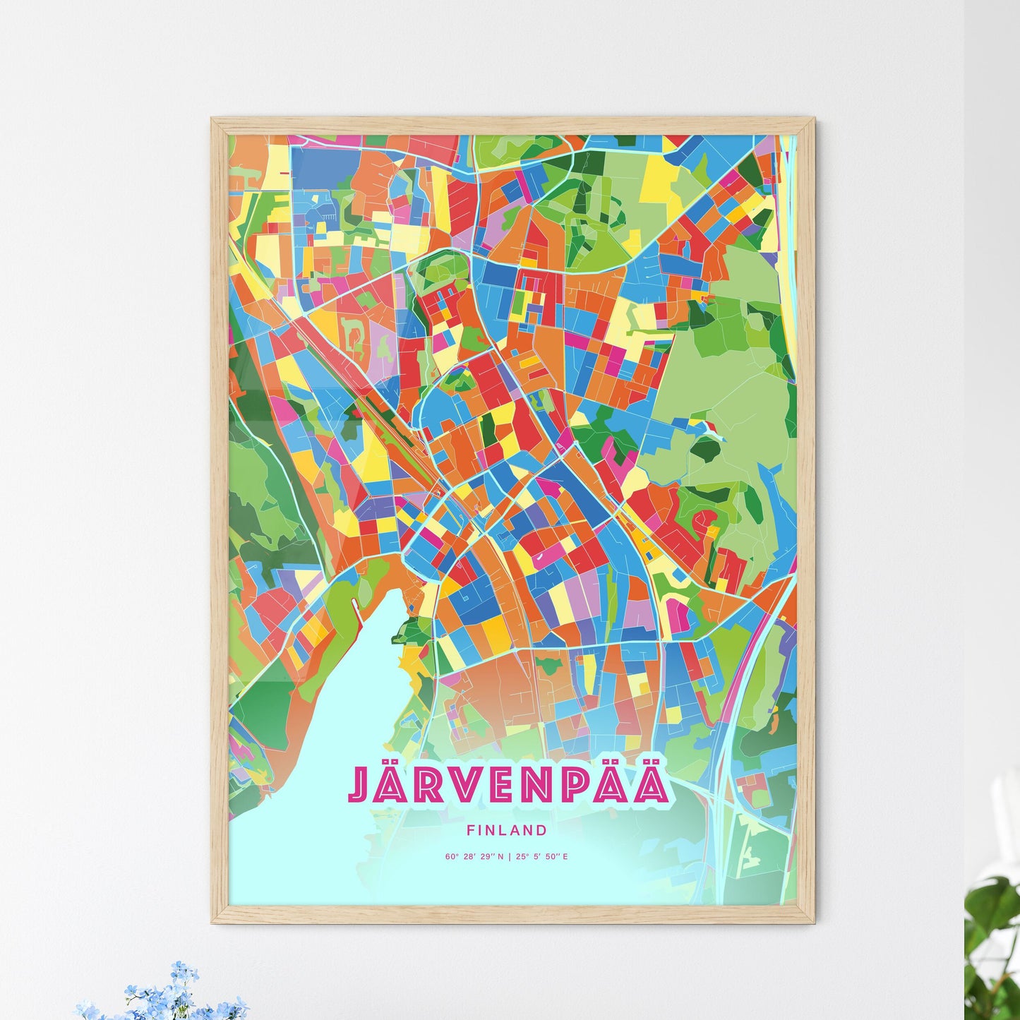Colorful JÄRVENPÄÄ FINLAND Fine Art Map Crazy Colors