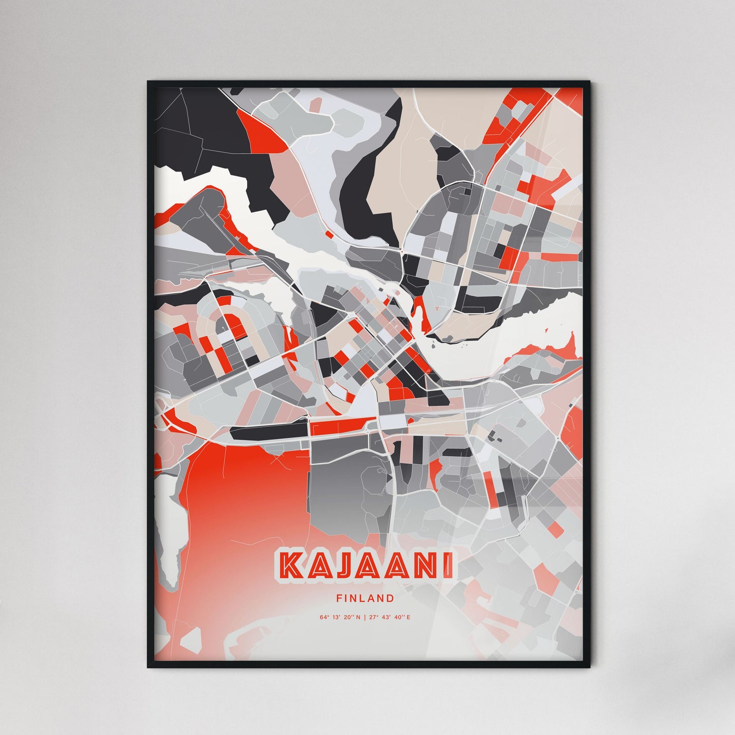 Colorful KAJAANI FINLAND Fine Art Map Modern