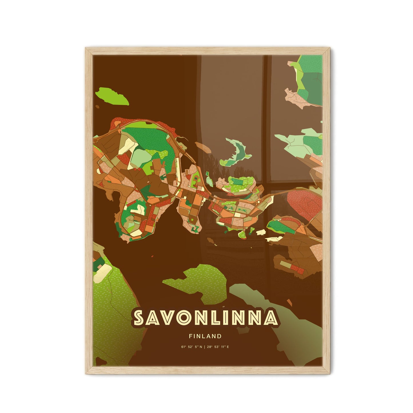 Colorful SAVONLINNA FINLAND Fine Art Map Farmhouse