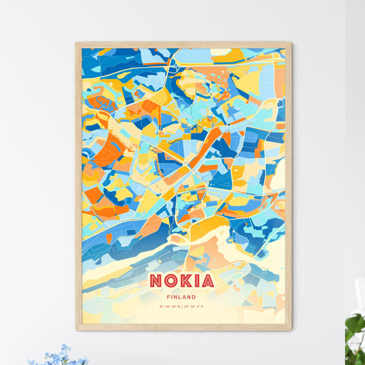 Colorful NOKIA FINLAND Fine Art Map Blue Orange