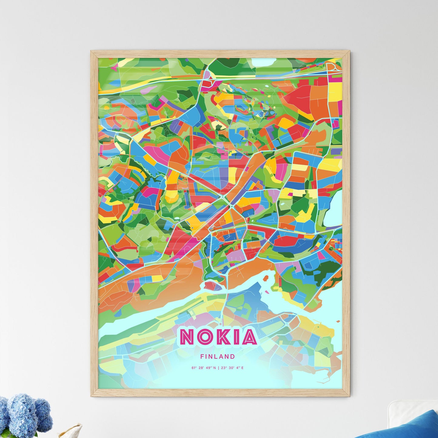 Colorful NOKIA FINLAND Fine Art Map Crazy Colors