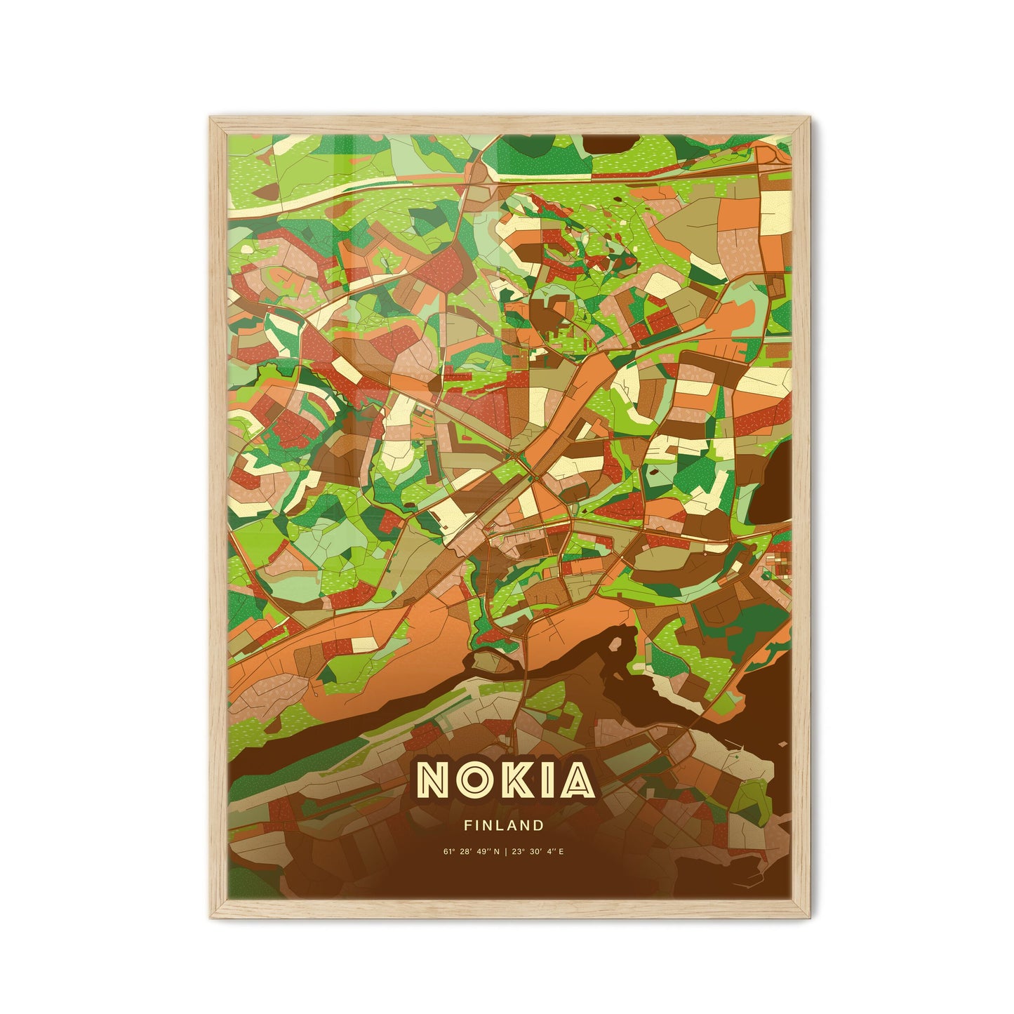 Colorful NOKIA FINLAND Fine Art Map Farmhouse