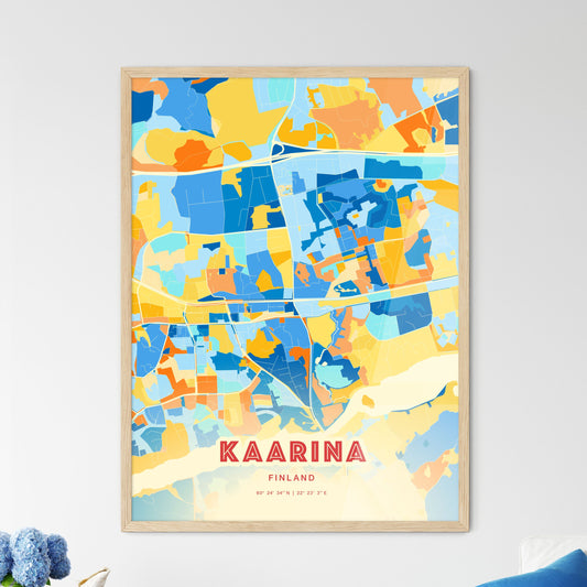 Colorful KAARINA FINLAND Fine Art Map Blue Orange