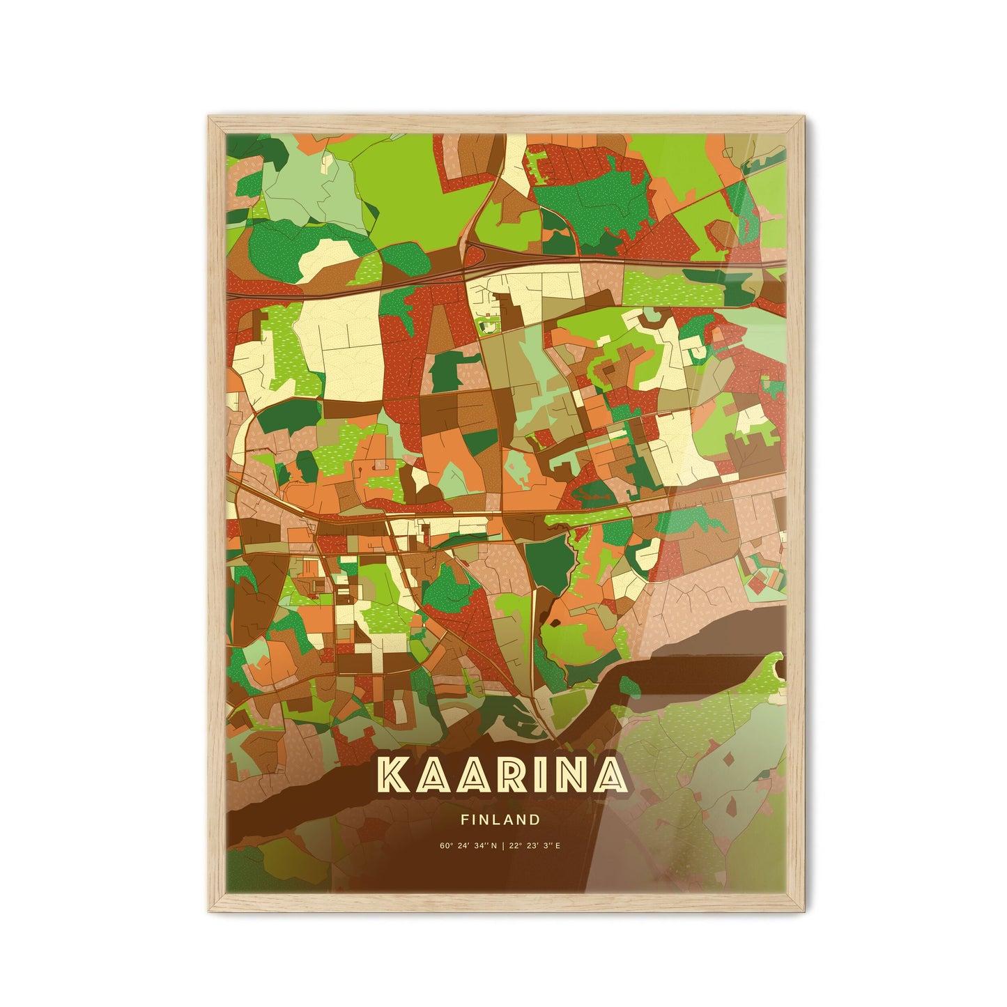 Colorful KAARINA FINLAND Fine Art Map Farmhouse