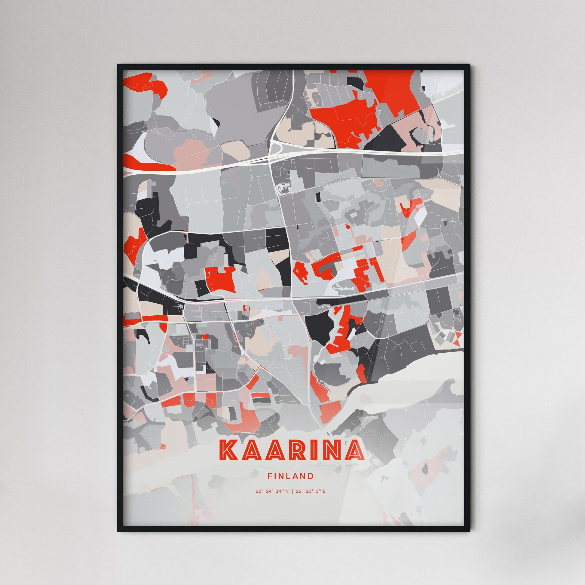 Colorful KAARINA FINLAND Fine Art Map Modern