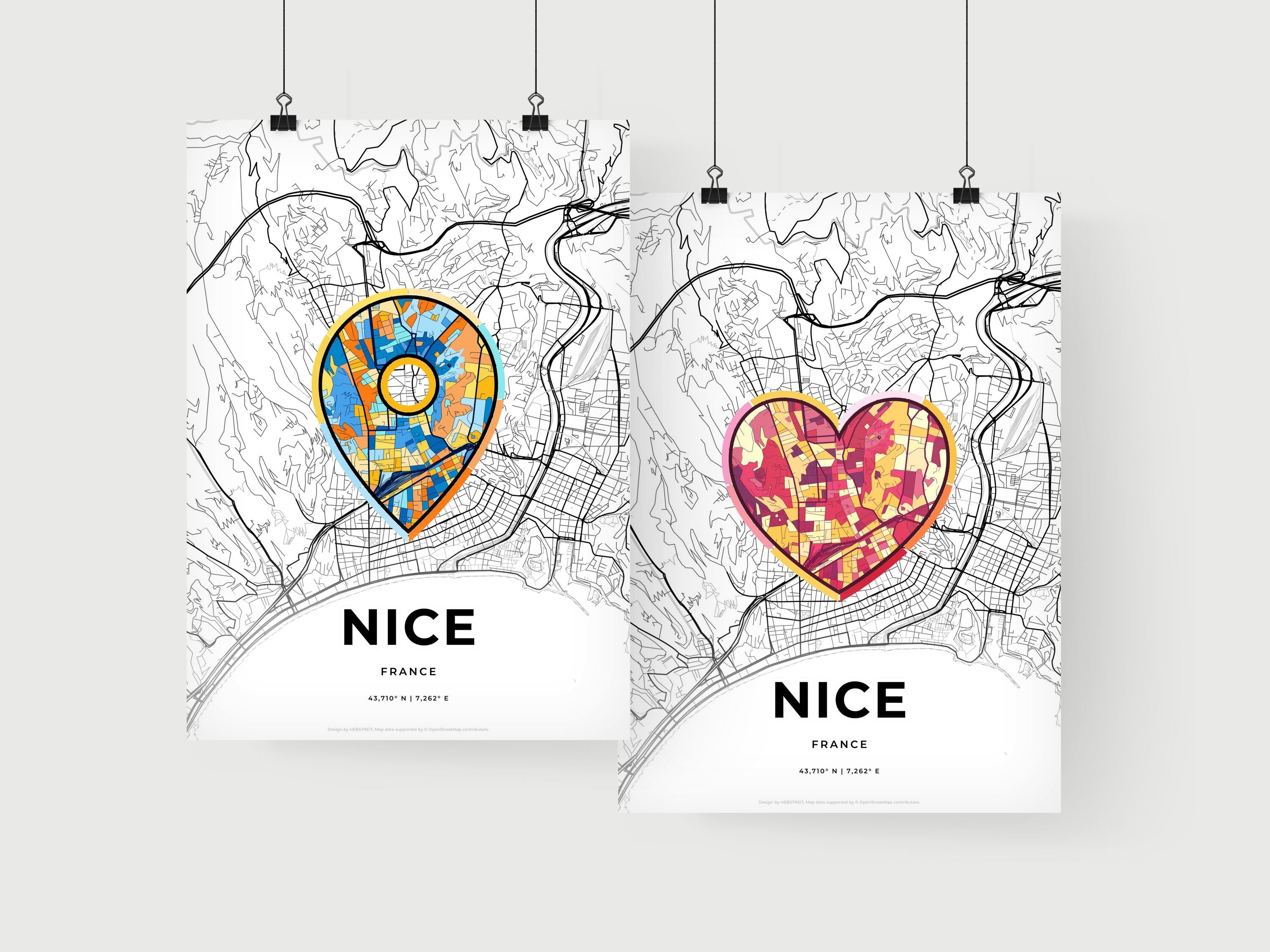 Nice France Art Map – HEBSTREIT